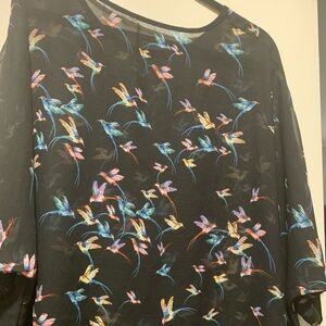 Beautiful sheer blouse either beautiful birds.